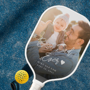 Custom photo best dad ever script name  pickleball paddle