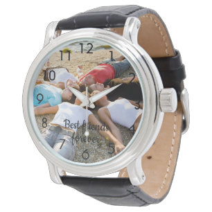 Custom photo best friends black numbers watch
