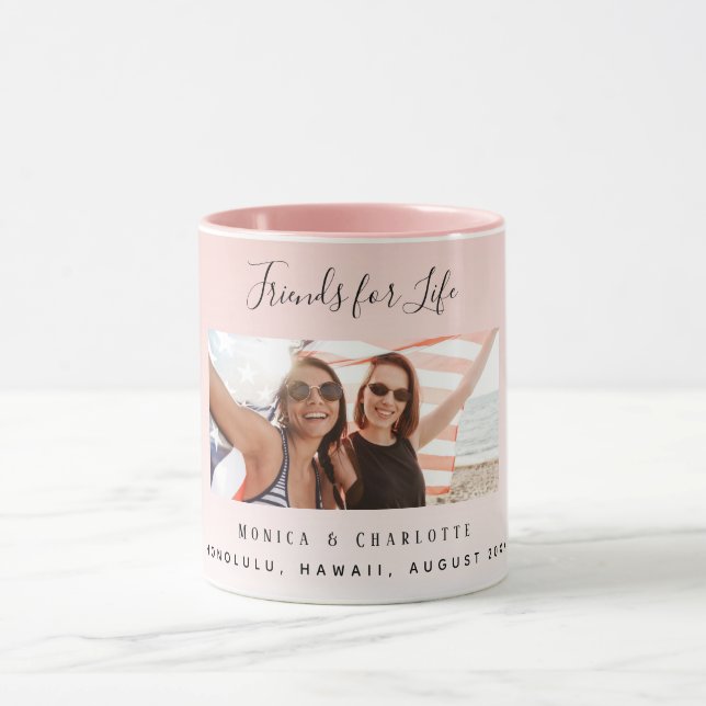 Custom photo best friends for life blush pink mug (Center)