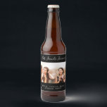 Custom photo best friends forever besties black beer bottle label<br><div class="desc">A gift for your best friend(s) for birthdays,  Christmas or a special event. White text: Best Friends Forever,  written with a trendy hand lettered style script. Personalise and use your own horizontal photo and names. A chic black background.</div>