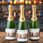 Custom photo best friends forever besties party sparkling wine label<br><div class="desc">A gift for your best friend(s) for birthdays,  Christmas or a special event. Black text: Best Friends Forever,  written with a trendy hand lettered style script. Personalise and use your own horizontal photo and names. A chic white background.</div>