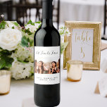 Custom photo best friends forever besties party wine label<br><div class="desc">A gift for your best friend(s) for birthdays,  Christmas or a special event. Black text: Best Friends Forever,  written with a trendy hand lettered style script. Personalise and use your own horizontal photo and names. A chic white background.</div>