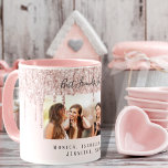 Custom photo best friends forever glitter pink mug<br><div class="desc">An elegant, girly and glam mug. Rose gold glitter drip, paint dripping look. A chic blush pink gradient background. Personalise and add your own photo, selfie of your best friends and your names. The text: Best Friends Forever is written with a modern hand lettered style script. Black text. Perfect as...</div>