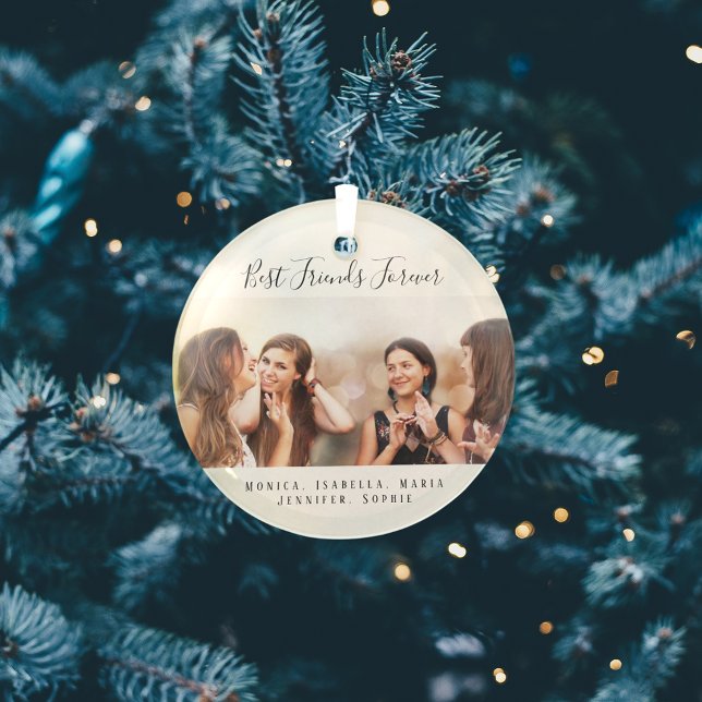 Custom photo best friends forever keepsake glass tree decoration (Creator Uploaded)