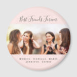 Custom photo best friends forever keepsake pink magnet<br><div class="desc">A gift for your best friend(s) for birthday favour,  Christmas or a special event. Grey text: Best Friends Forever,  written with a trendy hand lettered style script. Personalise and use your own photo and names. A chic blush pink,  rose gold coloured background.</div>