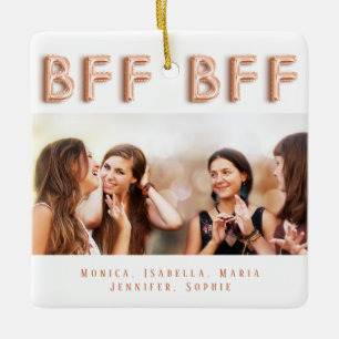 Custom photo best friends forever rose gold ceramic ornament