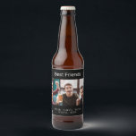 Custom photo best friends men guys black beer bottle label<br><div class="desc">A gift for your best friend(s) for birthdays,  Christmas or a special event for men,  guys. White text: Best Friends.  Personalise and use your own horizontal photo,  and add your names. A classic black background.</div>