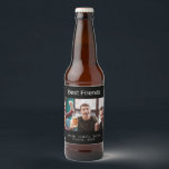 Custom photo best friends men guys black beer bottle label<br><div class="desc">A gift for your best friend(s) for birthdays,  Christmas or a special event for men,  guys. White text: Best Friends.  Personalise and use your own horizontal photo,  and add your names. A classic black background.</div>