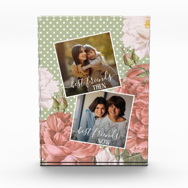 Custom Photo Best Friends Then And Now Pink Floral (Front)