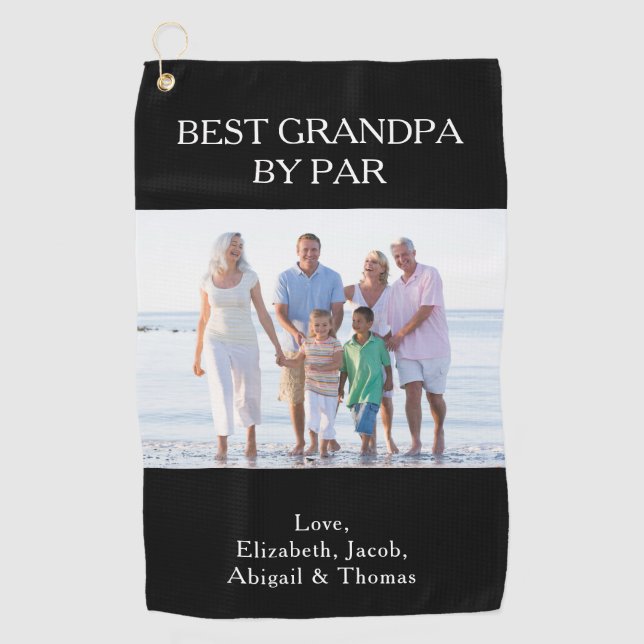 Custom Photo Best Grandpa By Par Golf Towel (Front)