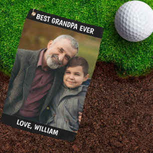 Custom Photo Best Grandpa Ever Fathers Day Gift Golf Towel