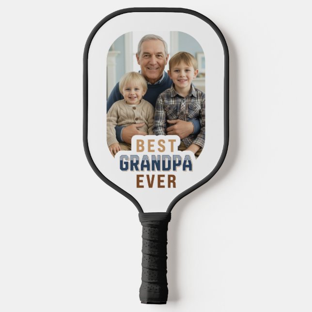 Custom Photo Best Grandpa Ever Pickleball Paddle (Back)