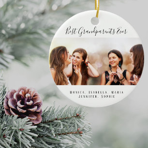 Custom photo Best Grandparents Ever grandkids Ceramic Tree Decoration