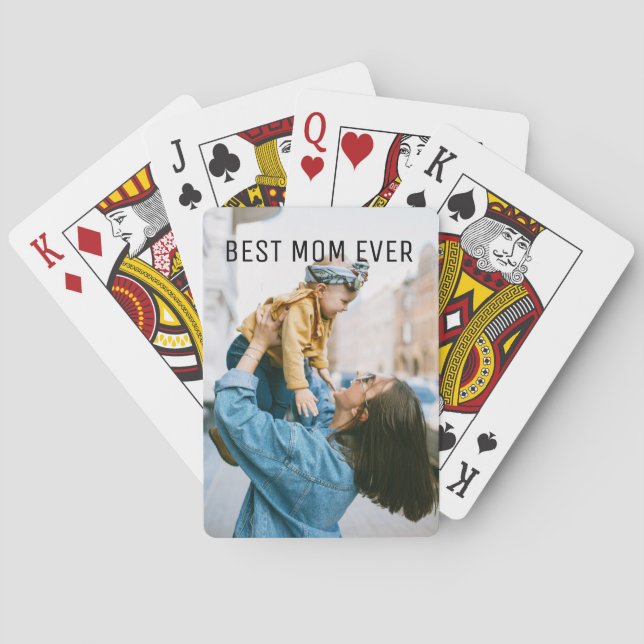 Custom Photo Best Mom Ever Bicycle Playing Cards (Back)