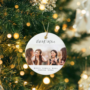 Custom photo Best MOM Ever Christmas Ceramic Tree Decoration