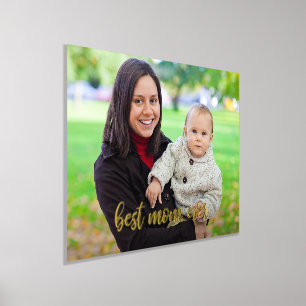 Custom Photo Best Mum Ever Gold Script Foil Prints