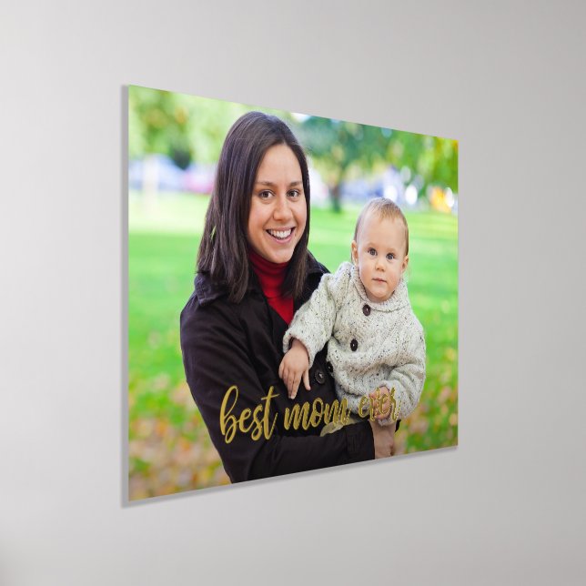 Custom Photo Best Mum Ever Gold Script Foil Prints (Laydown)