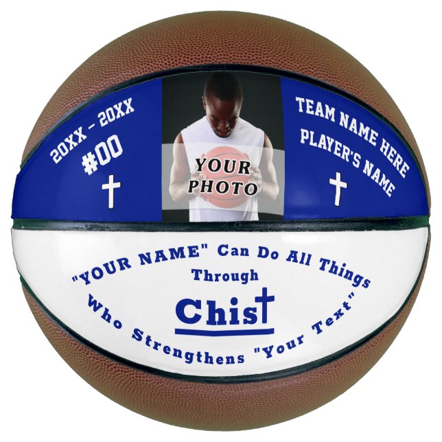 Custom Photo Bible Verse Basketball, Personalised Basketball (Front)