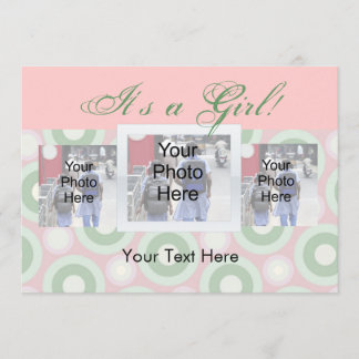 Custom Photo Birth Announcement Card, It's a Girl