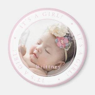 Custom photo birth girl occasion simple magnet