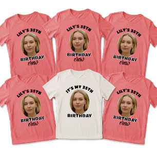 Custom Photo Birthday Crew Squad T-Shirt Tri-Blend Shirt