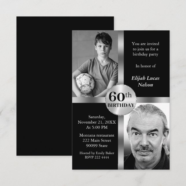 Custom Photo Birthday  Invitation (Front/Back)