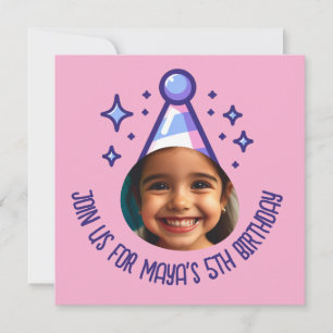 Custom Photo Birthday Party Hat Invitation