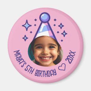 Custom Photo Birthday Party Hat Keepsake Magnet
