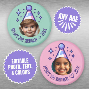 Custom Photo Birthday Party Hat Keepsake Magnet