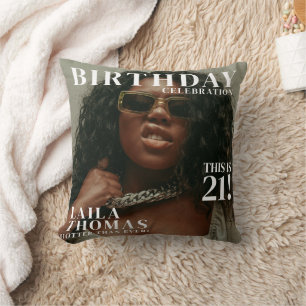 Custom Photo Birthday Party Magazine Cover Decor Cushion
