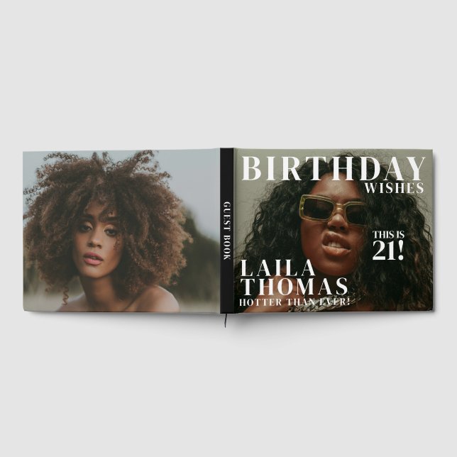 Custom Photo Birthday Party Magazine Cover  Guest Book (Full)