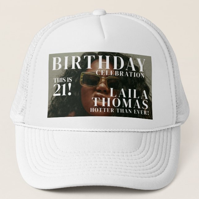 Custom Photo Birthday Party Magazine Cover  Trucker Hat (Front)