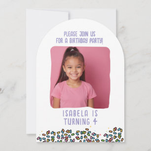 Custom Photo Birthday Party Sprinkles Kids Any Age Invitation