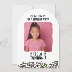 Custom Photo Birthday Party Sprinkles Kids Any Age Invitation