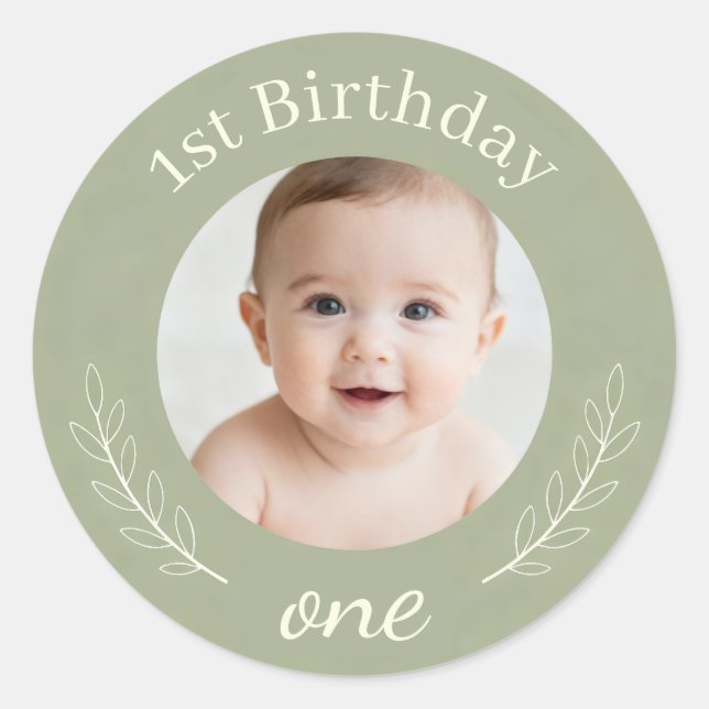 Custom Photo Birthday Sticker - Personalised Happy (Front)