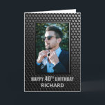 Custom Photo Black 40th Birthday Card<br><div class="desc">Include your favourite photo of the birthday boy or girl in this modern hexagonal geometric patterned 40th birthday card to make them feel extra special on their birthday.</div>