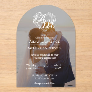 Custom Photo Black-and-White Arch Wedding  Acrylic Invitations