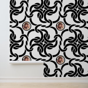 Custom Photo Black and White Chain Knot Pattern Wallpaper