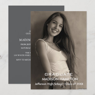 Custom Photo black and white Graduation party  Invitation