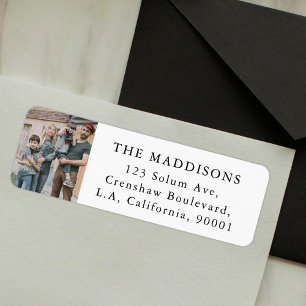 Custom Photo Black and White Text Return Address