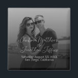 Custom Photo Black and White Wedding Magnet<br><div class="desc">This modern wedding or engagement keepsake magnet features a black and white photograph of the couple across the background which you can replace with your own custom photo. A black gradient extends from the bottom portion.</div>