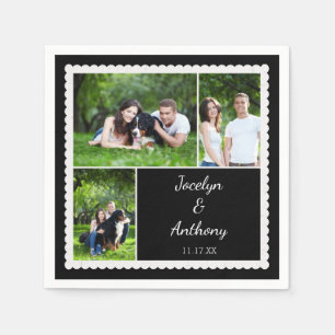 Custom Photo Black and White Wedding Napkin