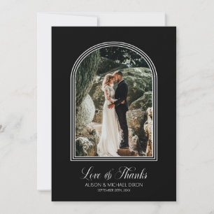 Custom Photo Black Arch Wedding Thank You Card