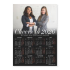 Custom Photo Black Calendar 2026 Magnetic Card