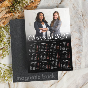 Custom Photo Black Calendar 2027 Magnetic Card