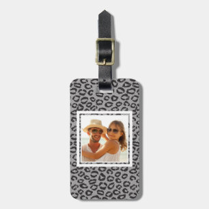 Custom Photo Black lace with leopard pattern Luggage Tag