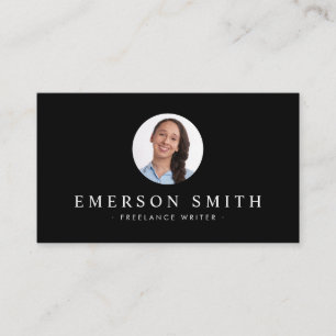 Custom photo black modern minimalist business card