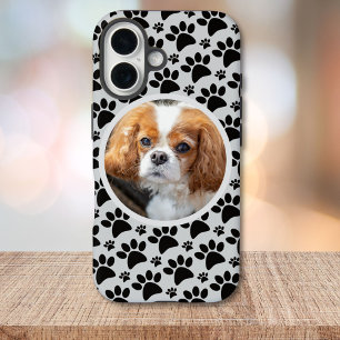 Custom Photo Black Paw Prints iPhone 16 Case
