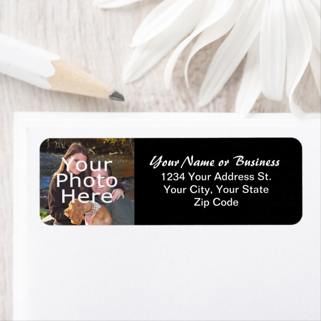 Custom Photo Black Return Address Label (Insitu)