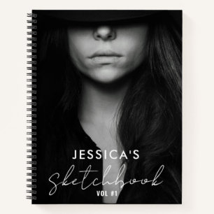 Custom Photo Black White Artist Sketchbook Script Notebook